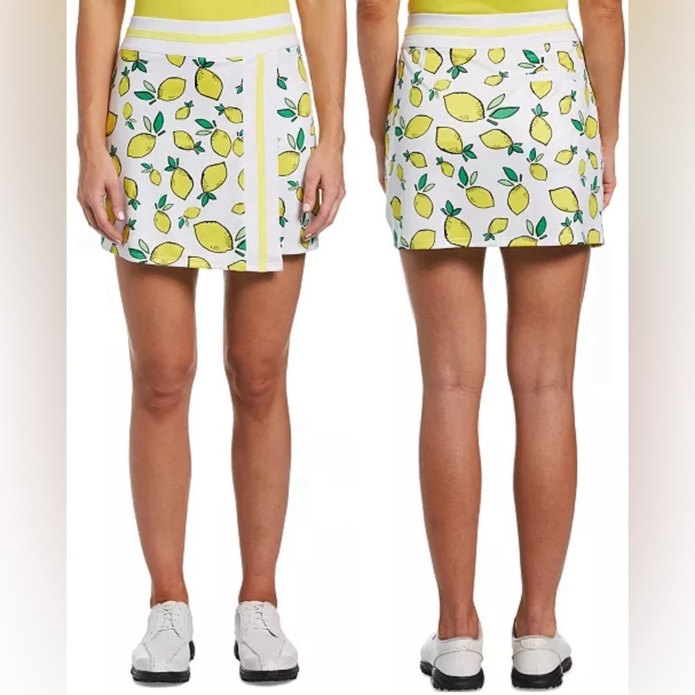 NWT PGA TOUR GOLF SKORT,STRIPED WAISTBAND, INTERLOCK KNIT FABRICATION, LEMON XXL